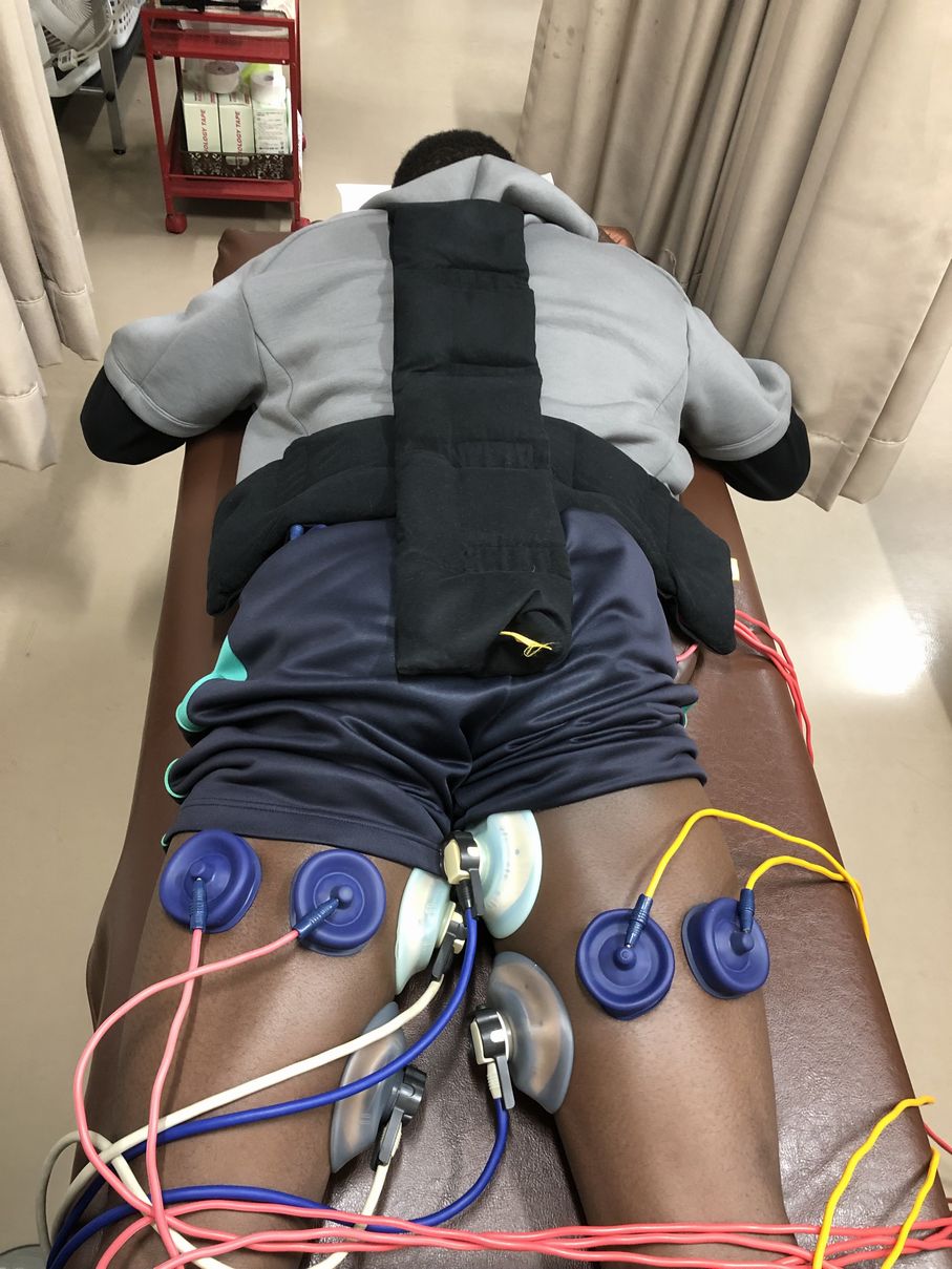 腰痛の電気運動療法、ハイボルト、干渉波、EMS